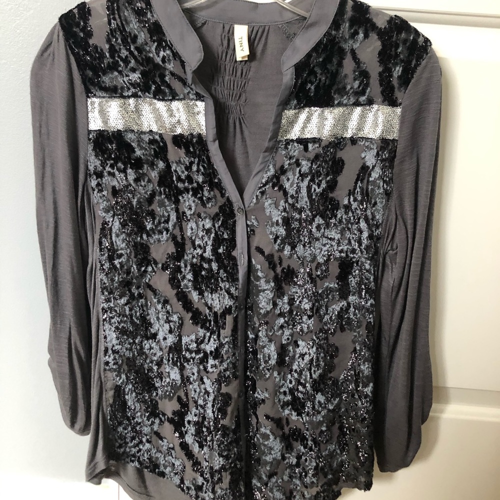 Charcoal & silver blouse